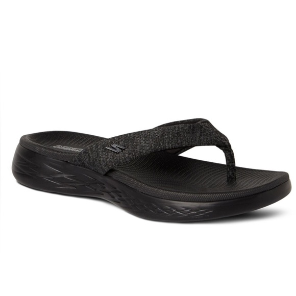 Skechers On The Go 600 Machine Washable Flip Flops black and grey- size 10 NIB - Picture 1 of 11